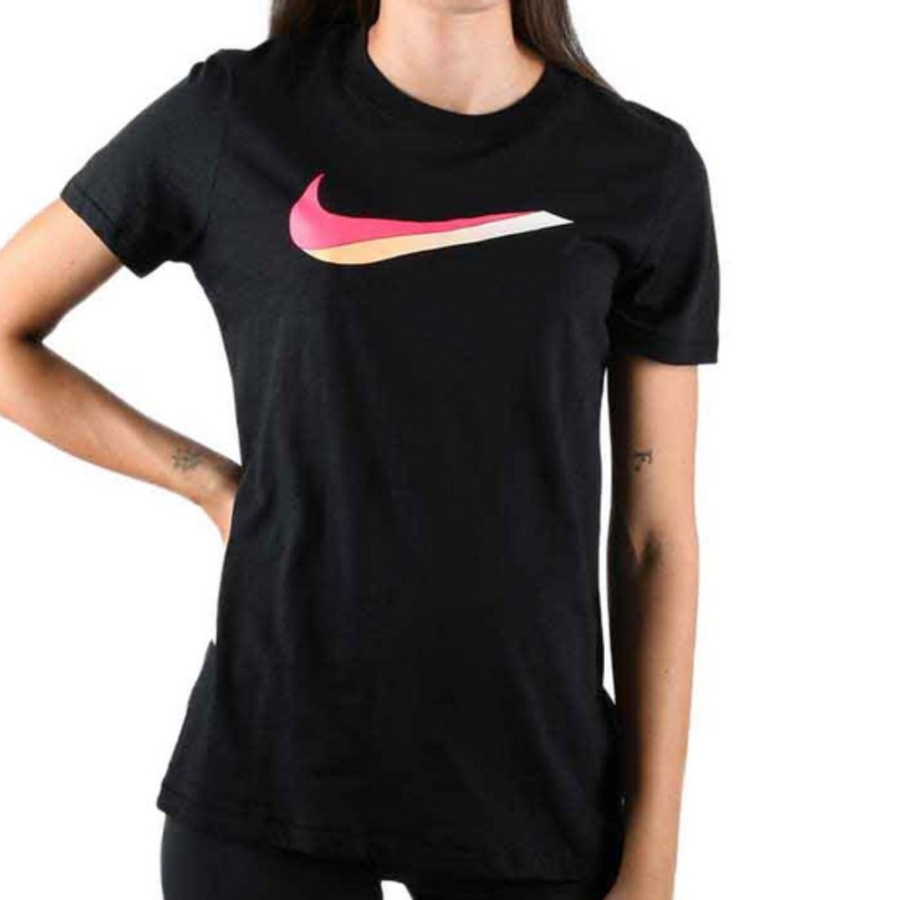 Nike The Nike Tee Basic Womens Retro black and Pink Swoosh T Shirt Size Medium